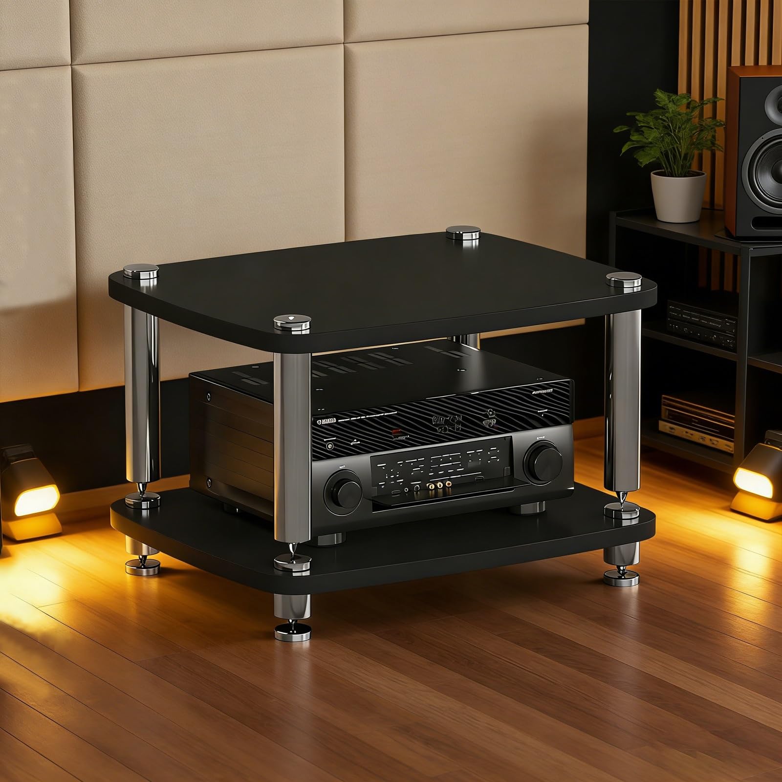 Rack AV HiFi de 4 niveles contra vibraciones de reproductores de DVD y consolas