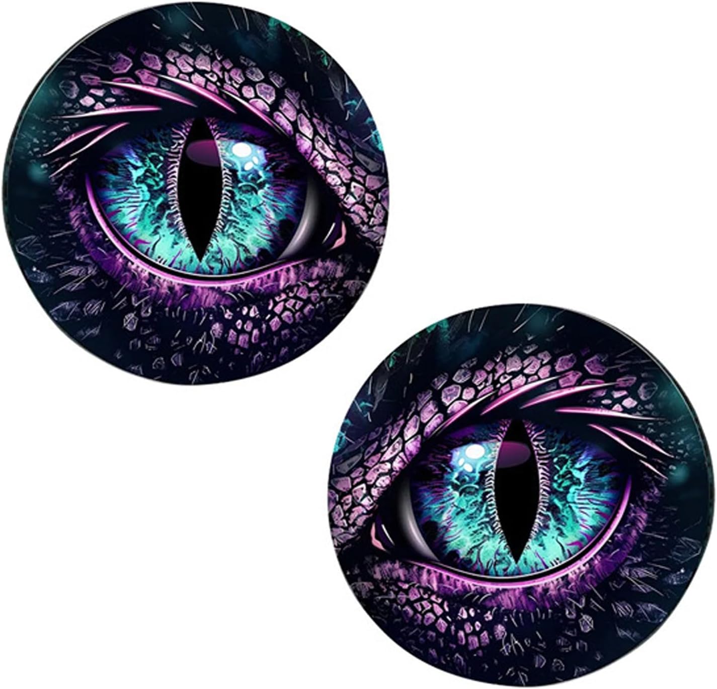 2 PCS Car Beast Eyes Decals, 3D Stereo Beast Eyes Stickers, Waterproof J-eep Round Light Decal, Cool Beast Eyes Light Decoration Stickers, Suitable for Wrangler and Most Cars (Perple Eyes)