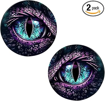2 PCS Car Beast Eyes Decals, 3D Stereo Beast Eyes Stickers, Waterproof J-eep Round Light Decal, Cool Beast Eyes Light Decoration Stickers, Suitable for Wrangler and Most Cars Perple Eyes
