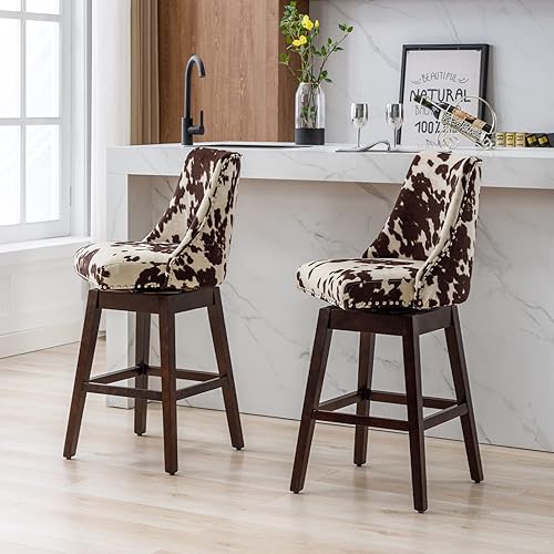 Miniatura 6 de chairus Juego de 2 sillas de bar giratorias de altura de mostrador, taburetes de bar modernos de mediados de siglo de 27 pulgadas con patas de