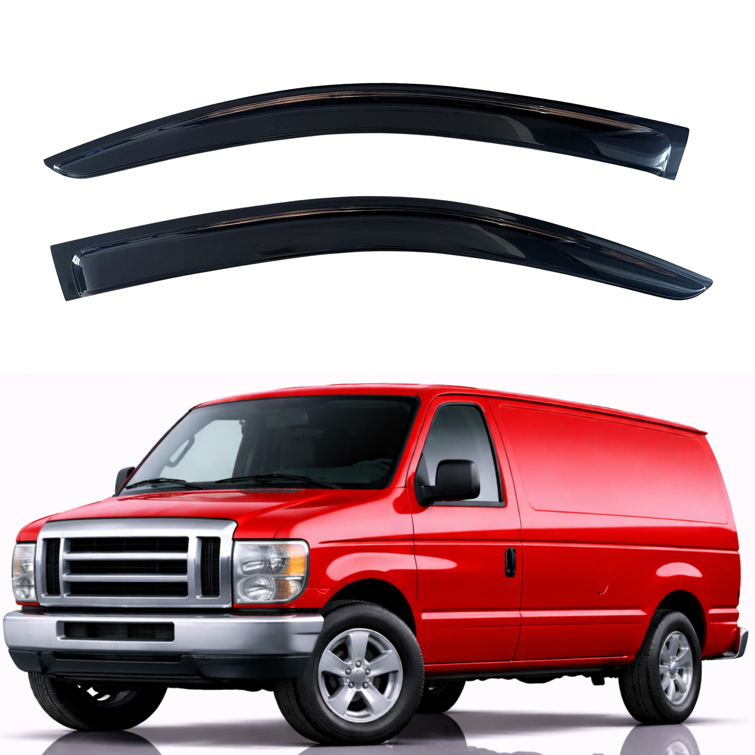 KPY Rain Guards Fit for 2007-2014 Ford E150 E250 E350 E450 Super Duty