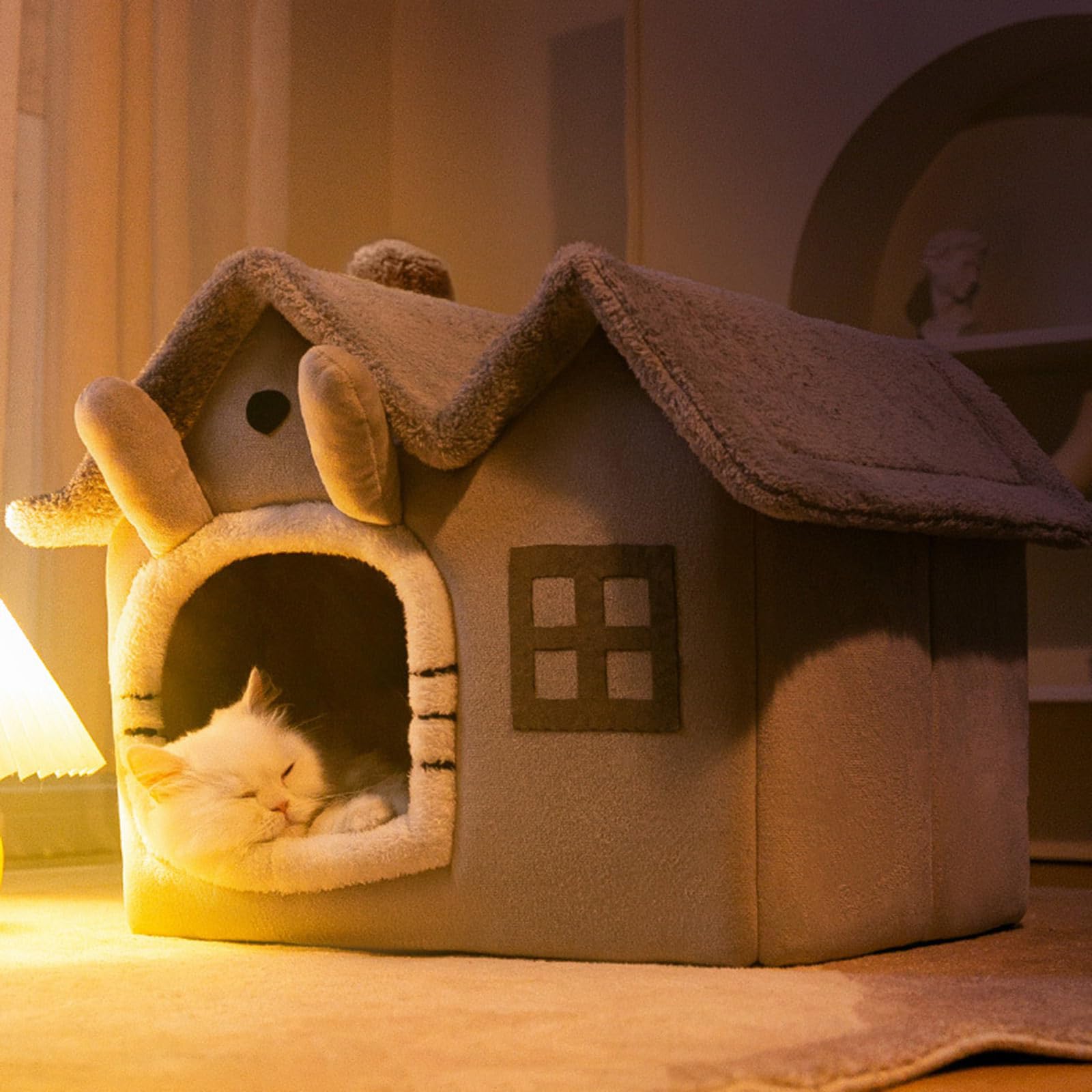 Produktbild von Civsde Katzenhöhle Katzenbett Indoor Haustier Nest Kürbis Katzenhaus Hundehütte Winter Warmer Katzenbett Für Hunde Und Katzen