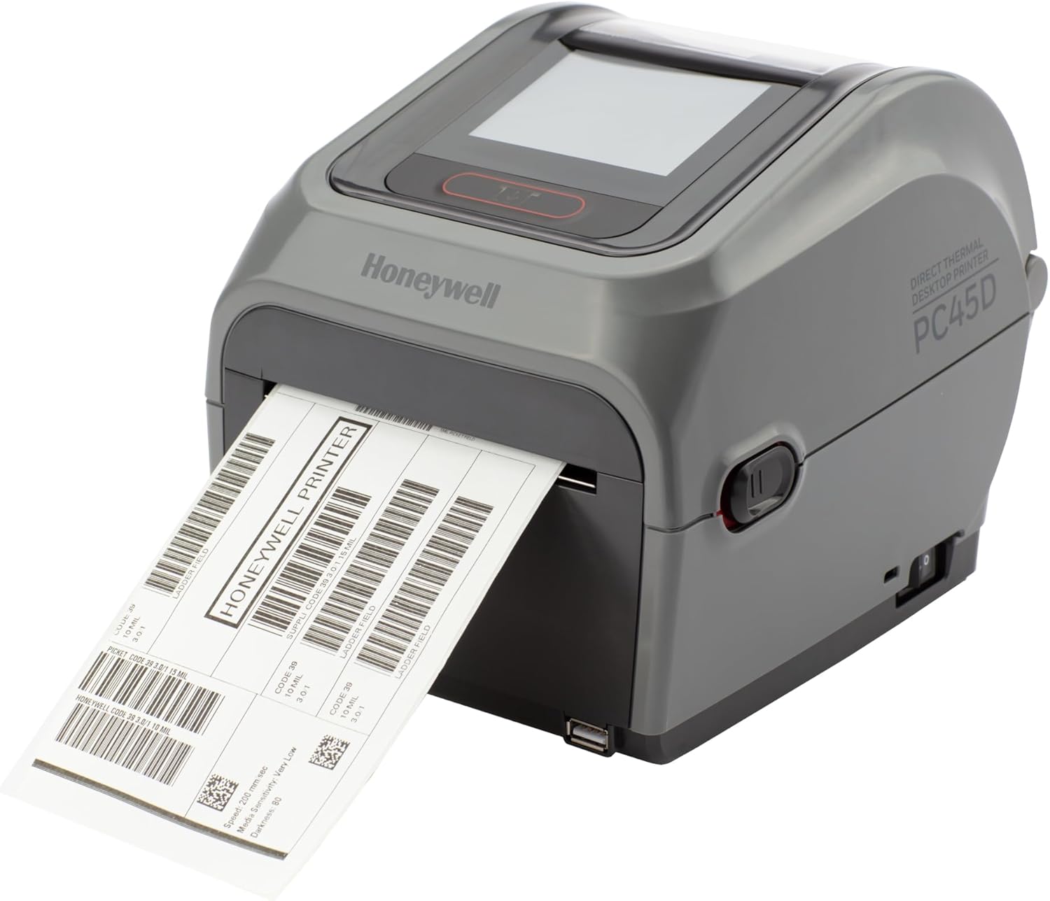 Honeywell PC45D Direct Thermal Label Printer, 4-inch Industrial Desktop Shipping & Barcode Printer, 203 DPI High-Speed Ethernet/Bluetooth/WLAN, Full Touchscreen, PC45D010000201
