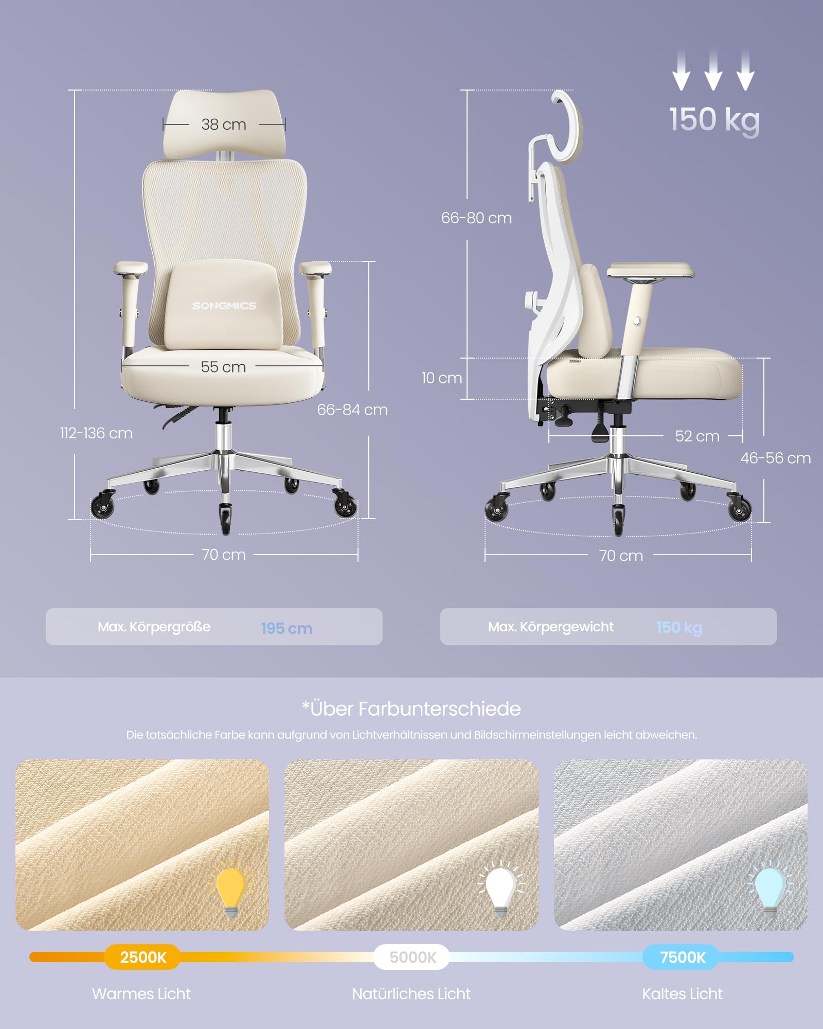 Songmics Bürostuhl ergonomisch – Bild 7