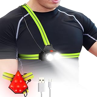 Sponsored Ad - elesall Night Running Lights, USB Rechargeable LED Chest Light with Back Warning Light Reflective Running V...
