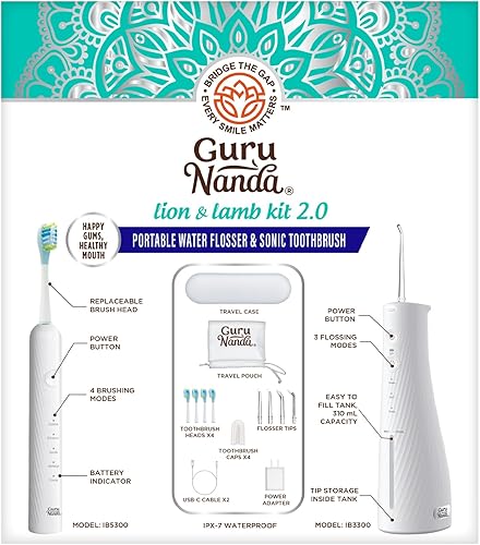 GuruNanda Electric Toothbrush & Water Flosser Combo - Lavender(White)