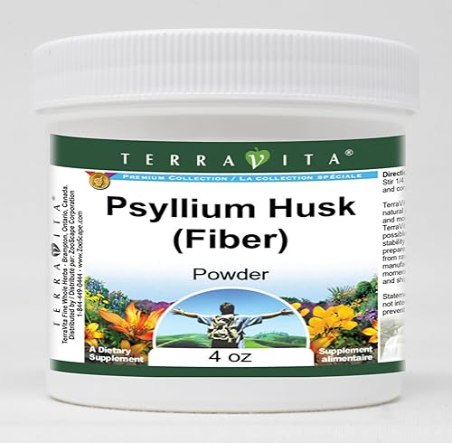 Terravita Polvo de cáscara de psyllium (fibra) (4 oz, ZIN 511409) - Paquete de 2