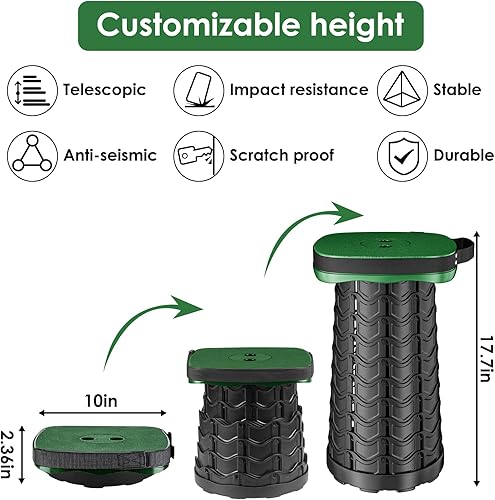 Miniatura 2 de Taburete plegable para campamento, taburete portátil plegable cuadrado con cojín de asiento elástico y bolsa de nailon ajustable, resistente,