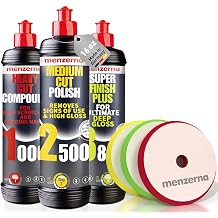 Menzerna Polishing Set 16oz HCC1000, MCC2500 & SFP3800 | 3-Step System incl. 3 Matching 6-Inch Pads for Scratch Removal, Swirl Elimination & Mirror-Like Finish