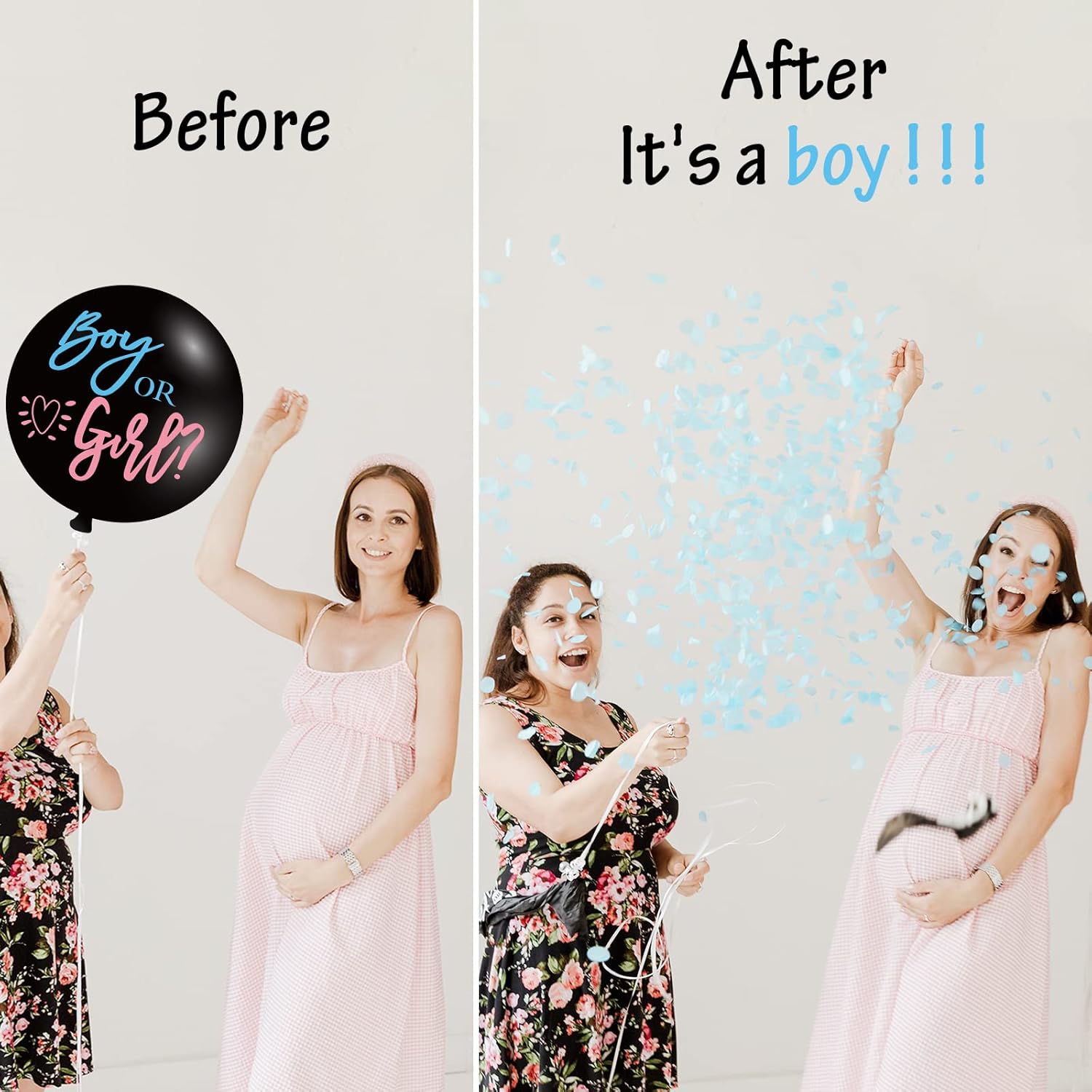 Gender Reveal Decorations, Baby Shower Party Supplies 124 Pieces Paper Plates, Cups, Napkins, Tablecloths, Black Balloon, Banner, Tableware Set Disposable Dinneware