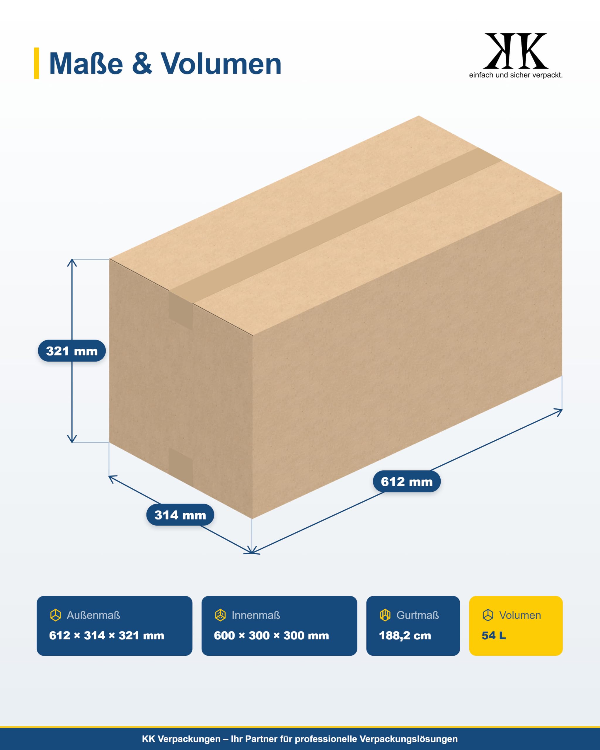 Versandkartons Kartons 600 x 300 x 300 mm 2-wellig in BC-Welle, 10 Stück | Große quadratische Faltkartons für schwere Gegenstände für den Versand, 60x30x30 cm [Größe/Menge wählbar]