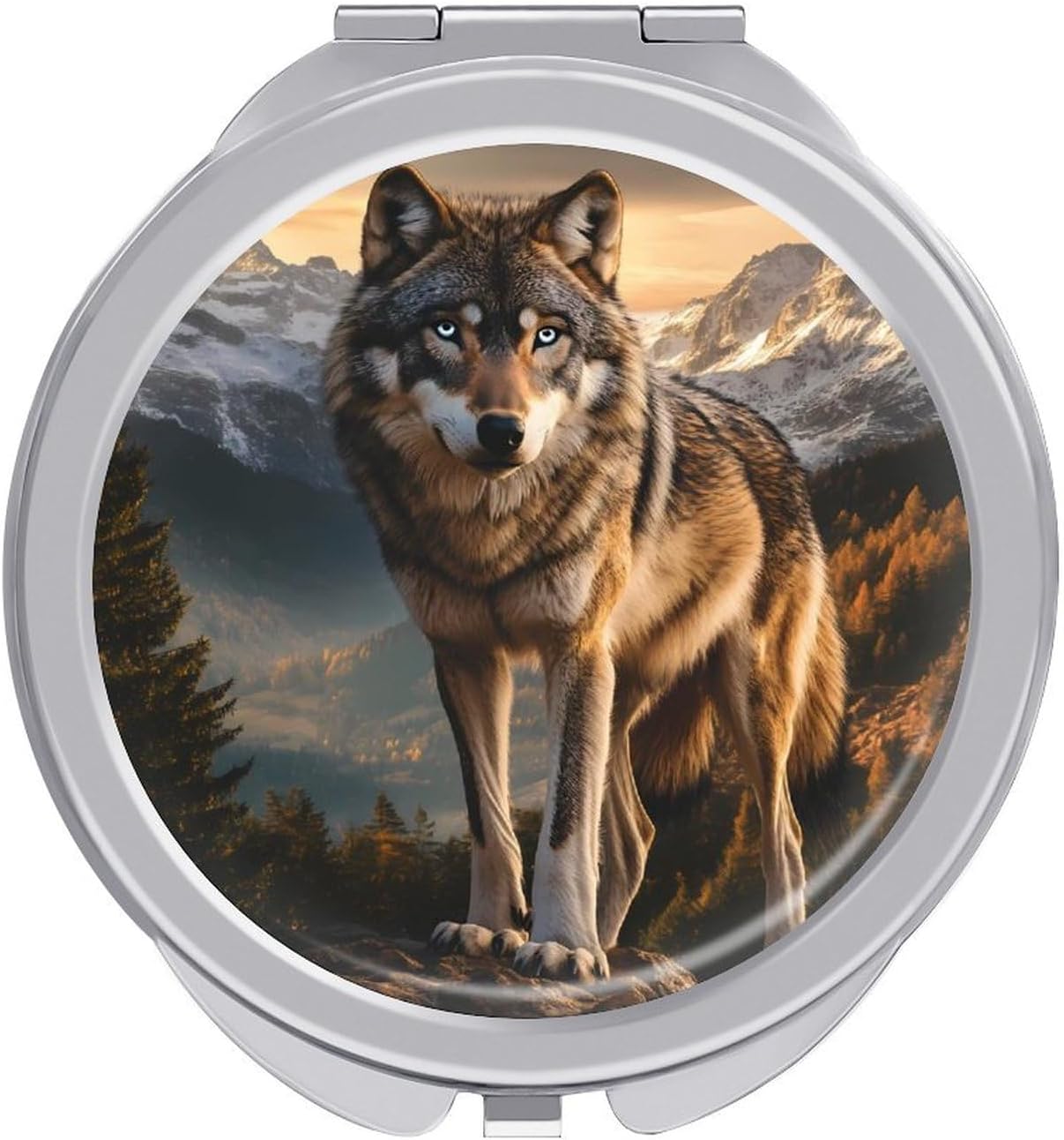 Wolf Wildlife Forests Compact Makeup Mirror Mini Foldable Cosmetic Mirror Portable Travel Mirror for Purse Pocket