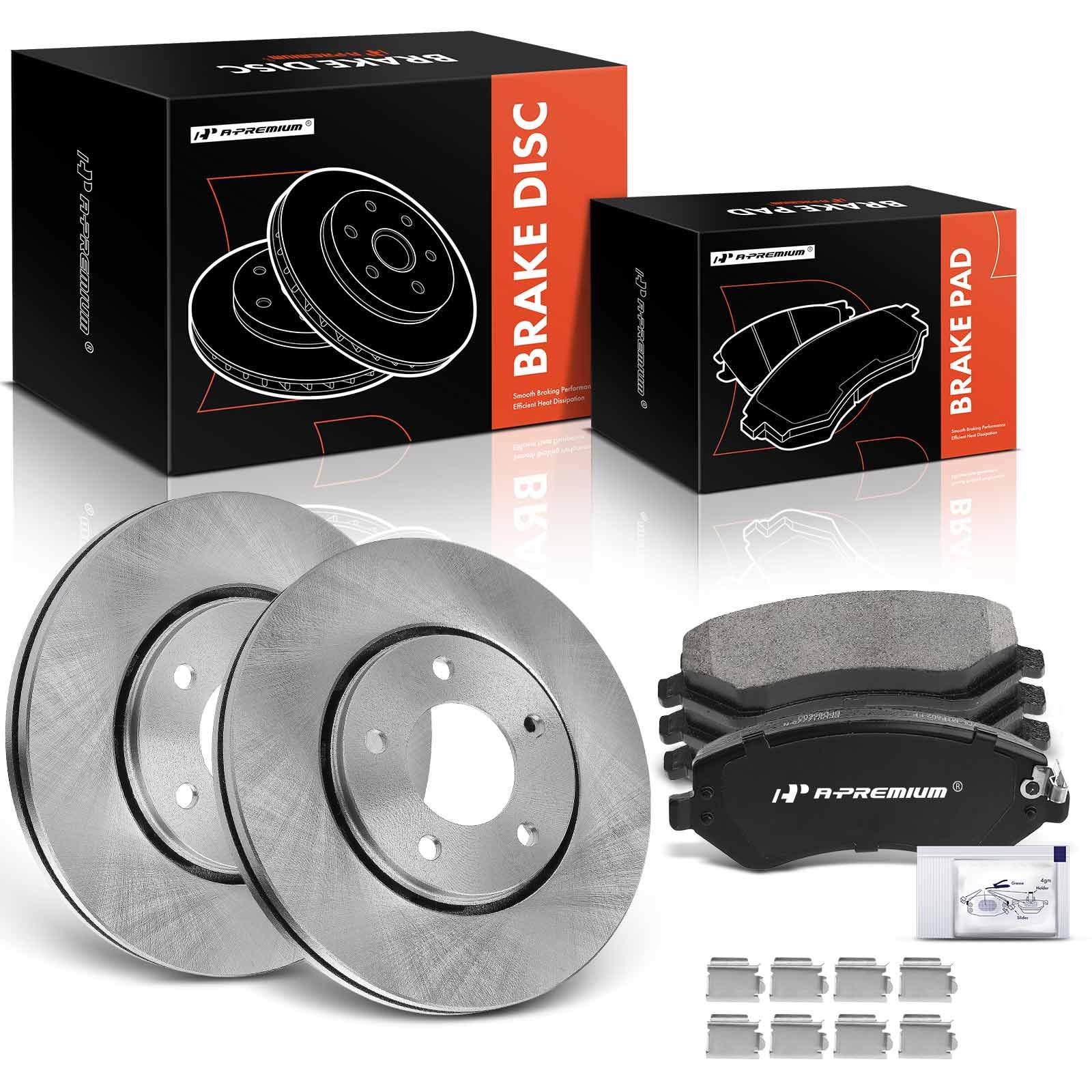 a-premium 11.06 inch (281mm) front vented disc brake rotors + ceramic pads kit compatible with select dodge and chrysler models - grand caravan 2001-2005, caravan, town & country, voyager, 6-pc set