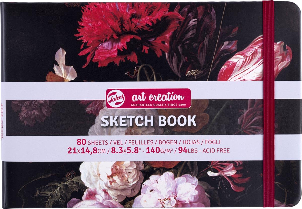 Talens Art Creation - Sketchbook Still Life Flowers Glass Vase- 21x14.8cm- 140g/m²- 80 Sheets- Ideal for Pastel Pencil Acrylic Tempera