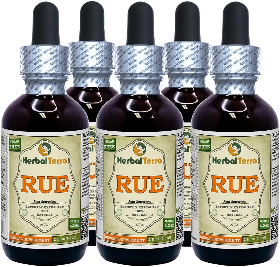 Rue (Ruta Graveolens) Tincture, Organic Dried Herb Liquid Extract (Brand Name: HerbalTerra, Proudly Made in USA) 4x4 fl.oz (4x120 ml)