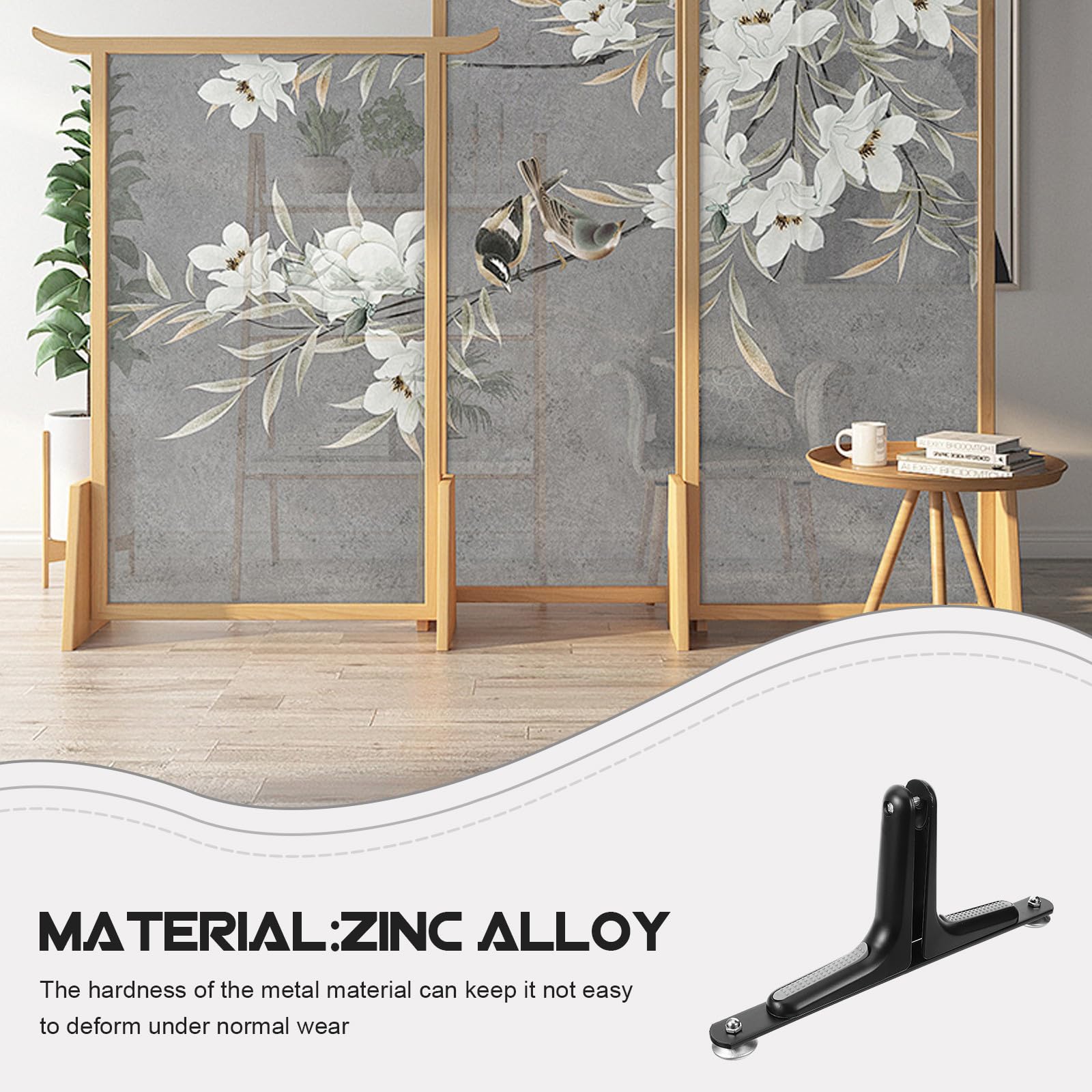 Healeved Base para Mampara Divisoria de Ambientes, Negro, Aleación de Zinc