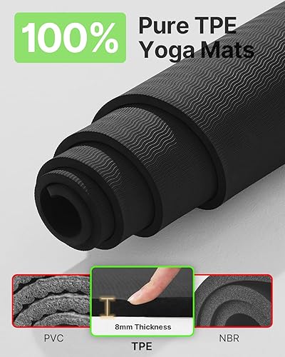 Miniatura 4 de YOTTOY Tapete de yoga grande (75 x 52 x 12 pulgadas), tapete de ejercicio TPE extra ancho, tapete de entrenamiento antideslizante para pilates,