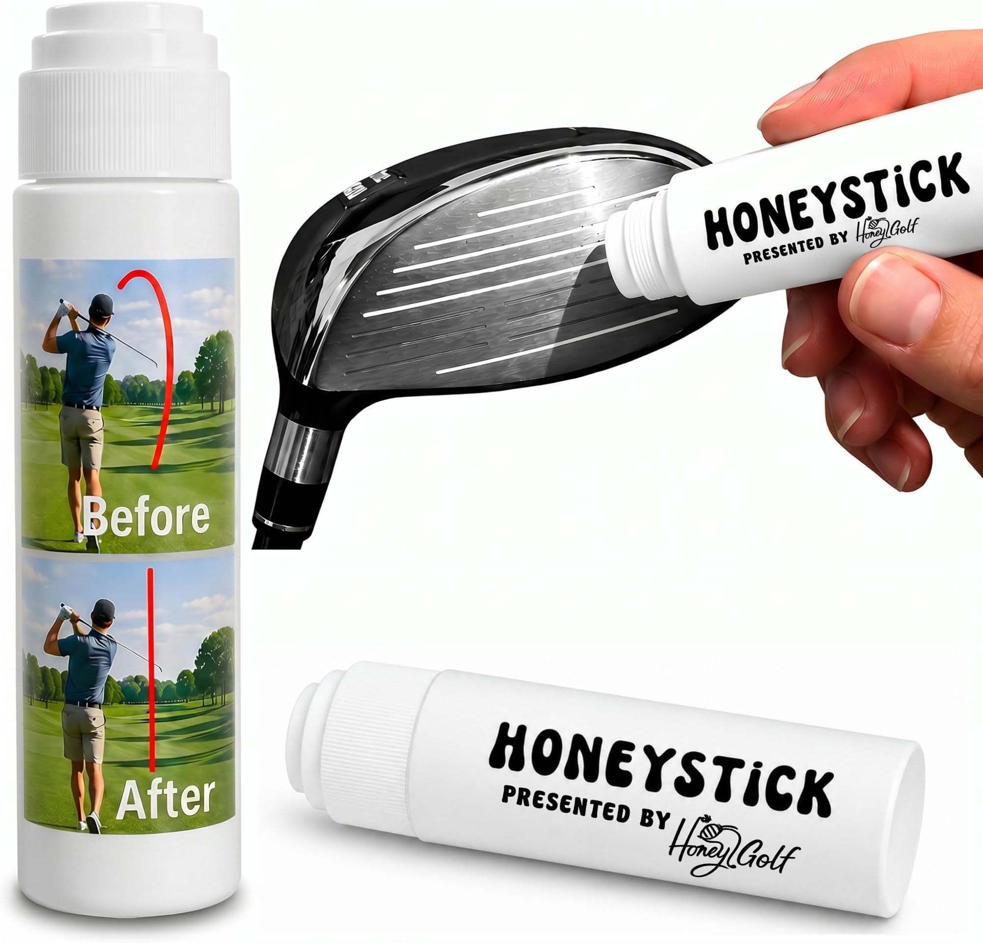 HoneyStick Anti Slice Gel for Golf Clubs - Anti-Hook Spin Reducer for Driver, Woods, Hybrids, Irons - Golf Accessories for Men - Golfers Must Haves & Essentials