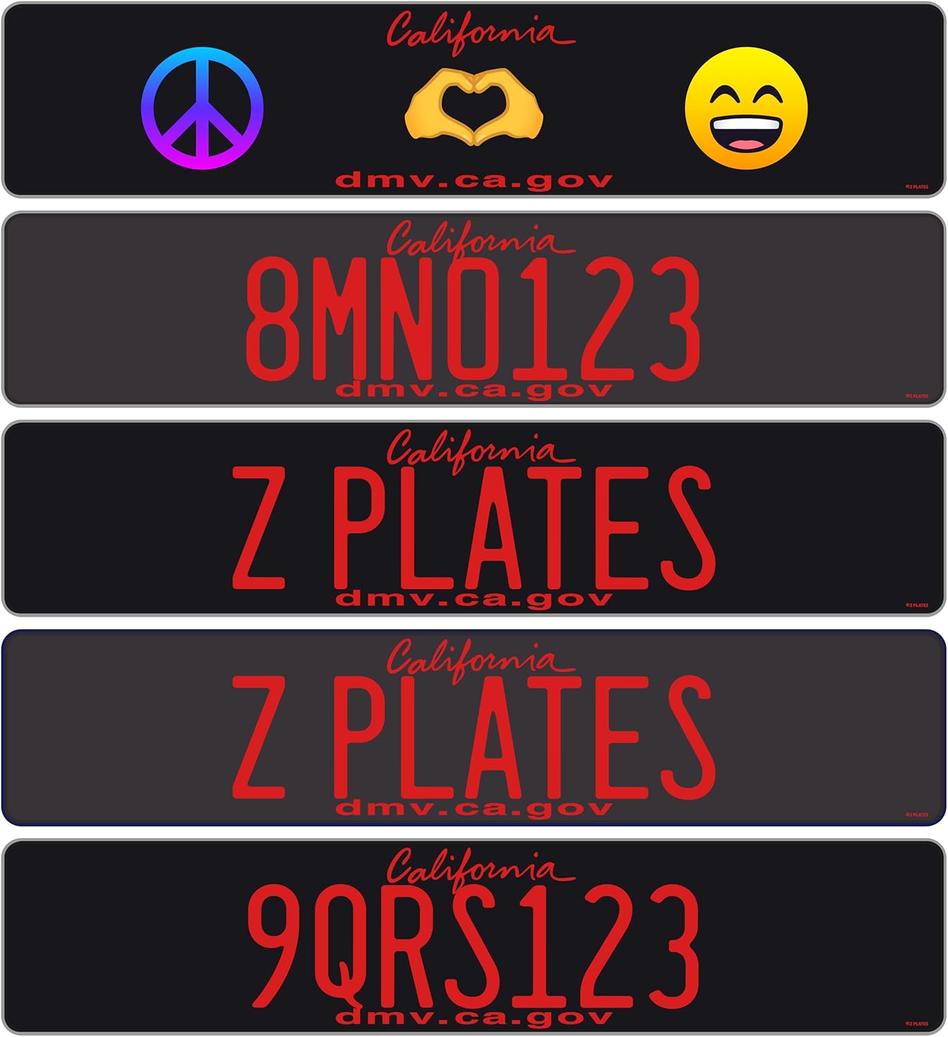 Custom California Lipstick Euro-Style Black License Plate with Red Ink