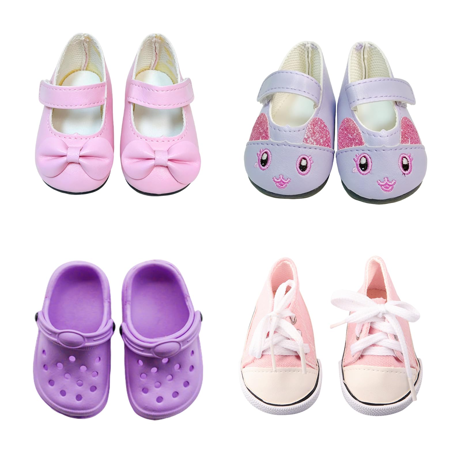 4 Pairs of Doll Shoes Accessory Set, 14-18 Inch Colorful Doll Shoes - A