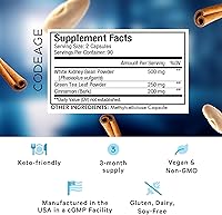 Vista 2 de Codeage Keto Carb, frijol blanco, té verde y corteza de canela, píldoras veganas de triple acción, cetogénica, azúcar de dieta baja