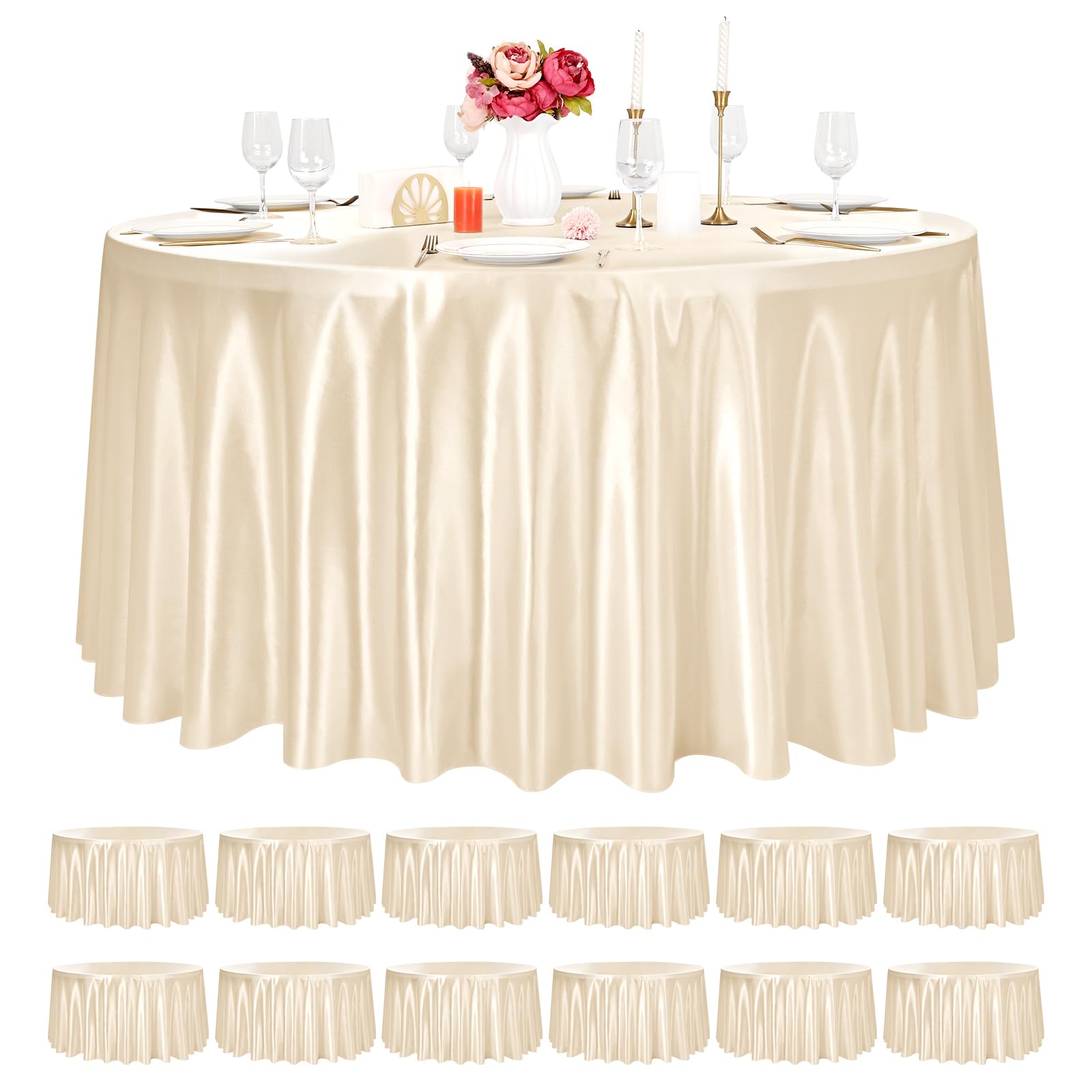 Nappe ronde champagne de banquet pour table à manger et réception