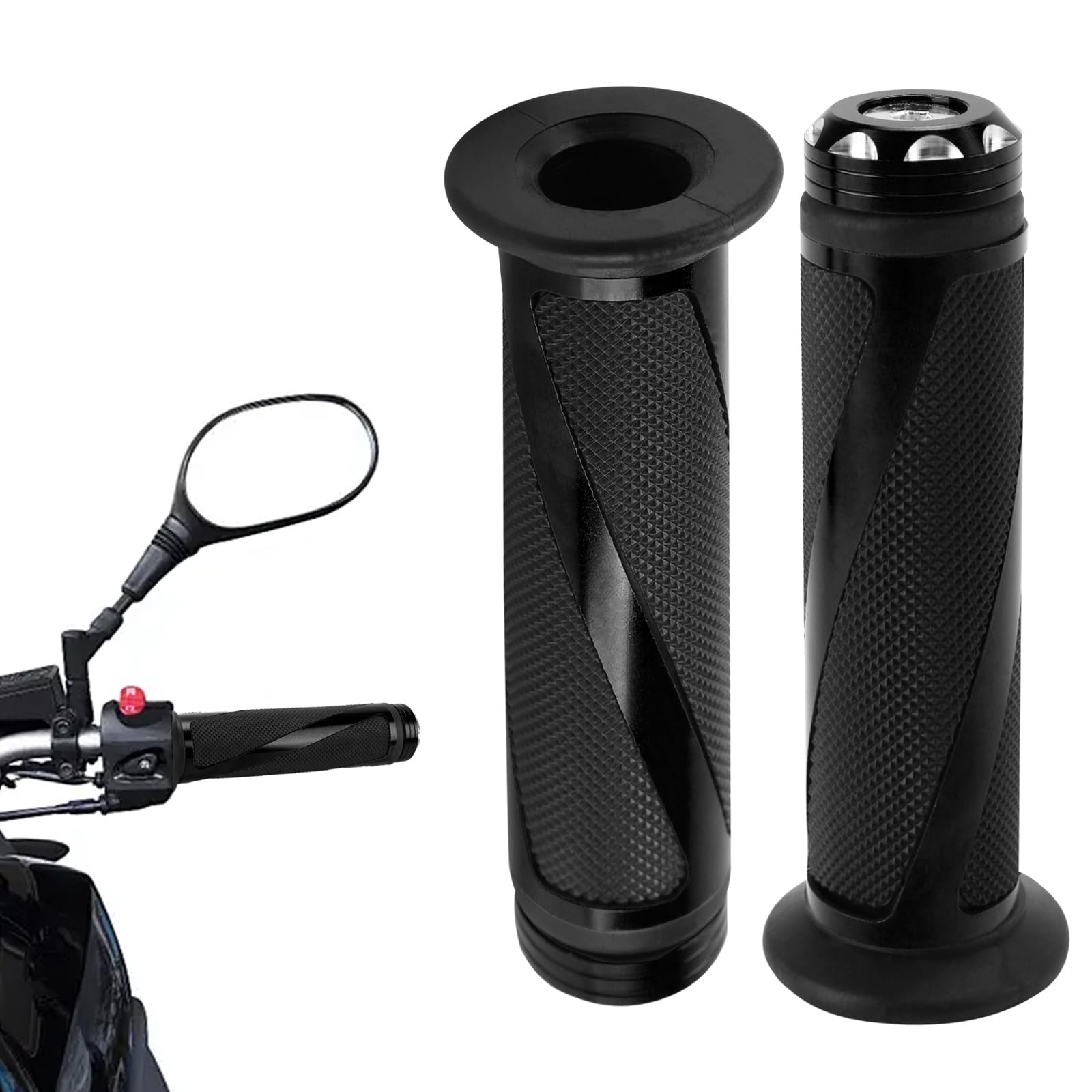 2PCS Motorcycle Handlebar Grips,22mm/24mm Motorbike Handlebar Rubber Grips,Non-slip Motorcycle Handle Bar Hand Grips,Bike Grips,Throttle Grip for Motocross Dirt Pit Bike Motorbike Grips