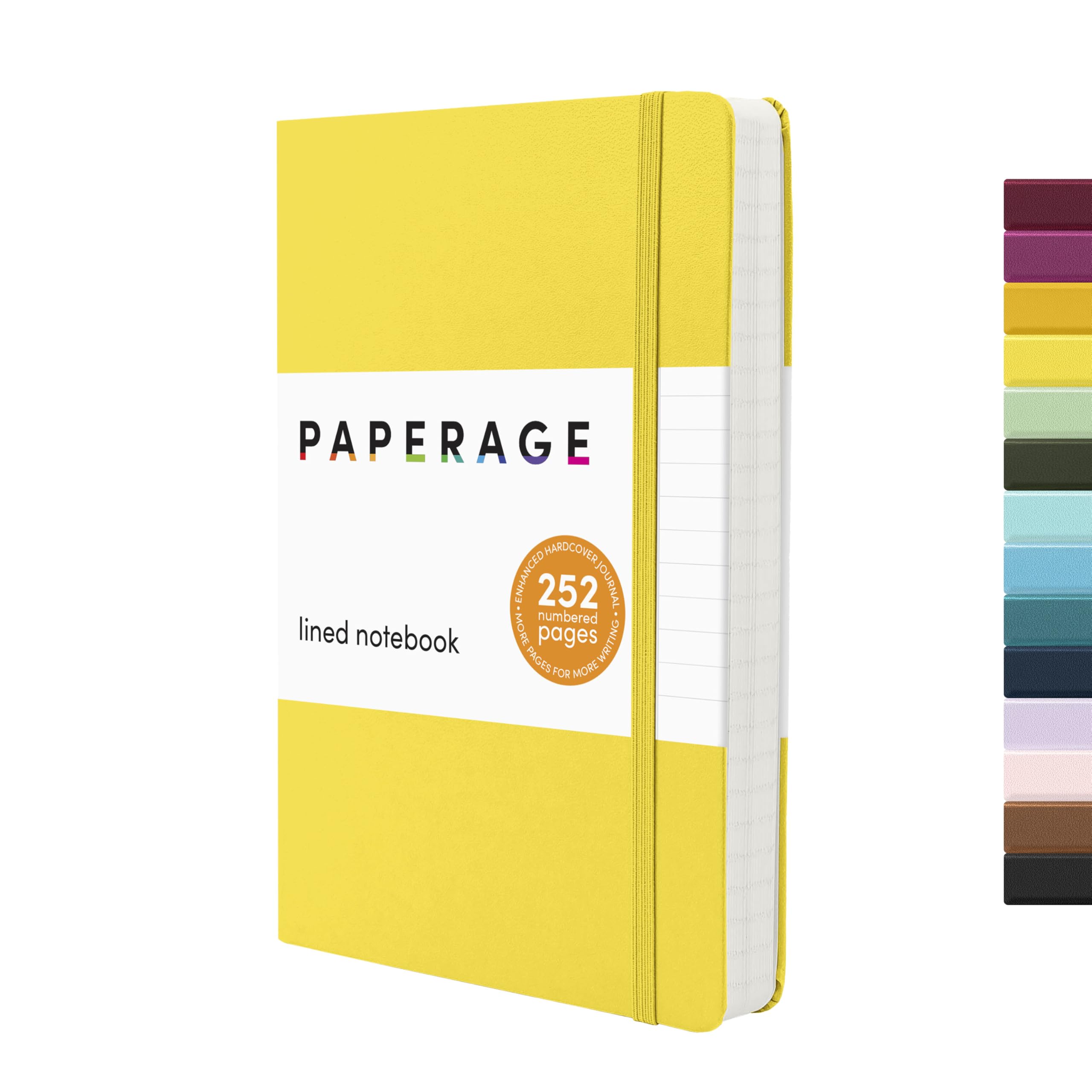 PAPERAGE Lined Journal Notebook, Hardcover Journal for Women &amp; Men, 252 Pages, (5.6 in x 8 in), College Ruled Journaling Notebook for Work, School Supplies &amp; Note Taking, (Yellow)