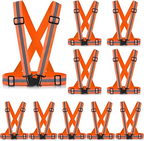 Miniatura 8 de Chaleco reflectante para correr, paquete de 2 unidades de alta visibilidad de seguridad VES para ciclismo, correr, caminar, ajustable, para hombres