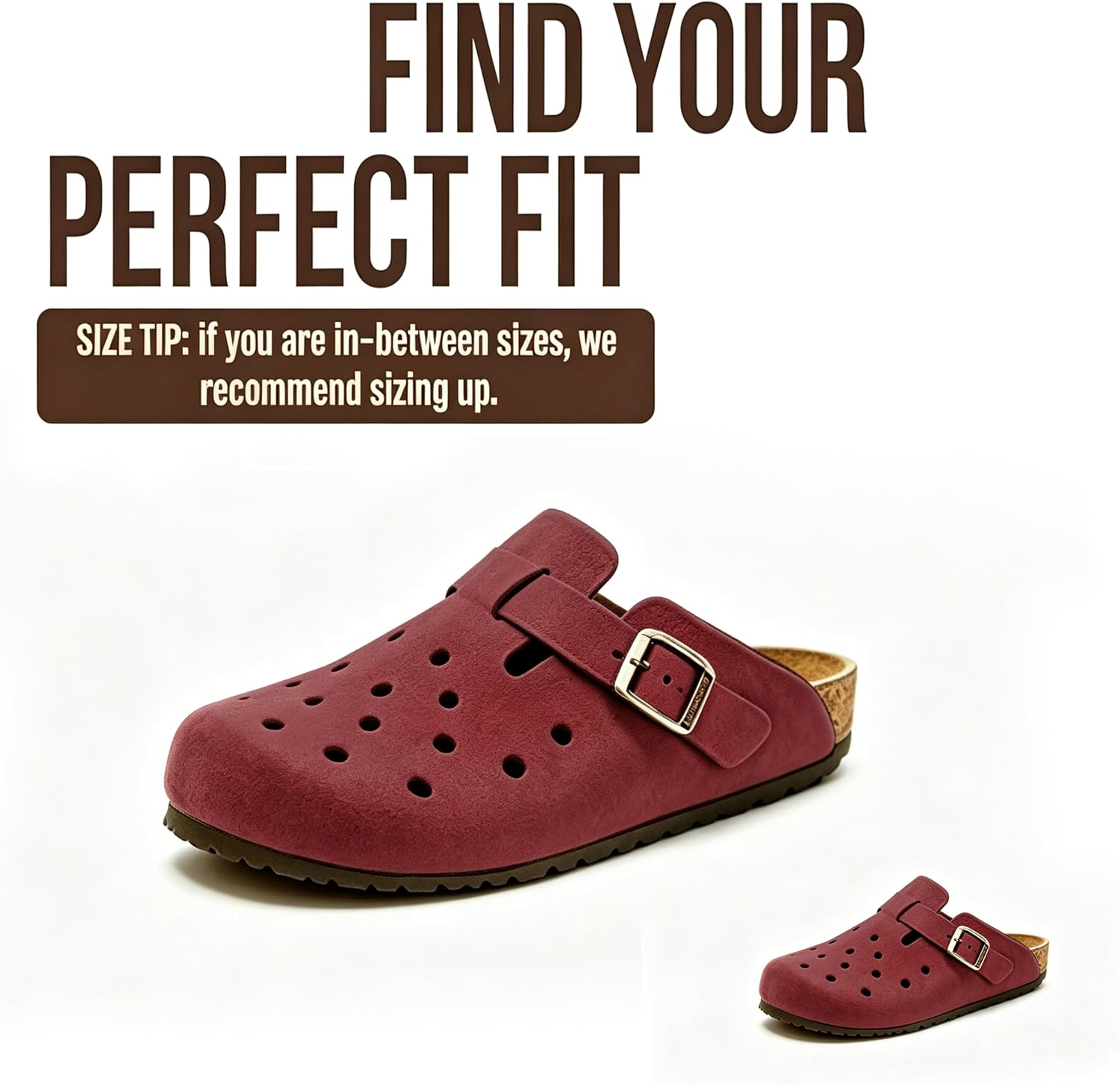 Unisex Soft Footbed Clogs，Suede Leather Clogs, Cork Clog Shoes for Women Men，Antislip Sole Slippers Mules