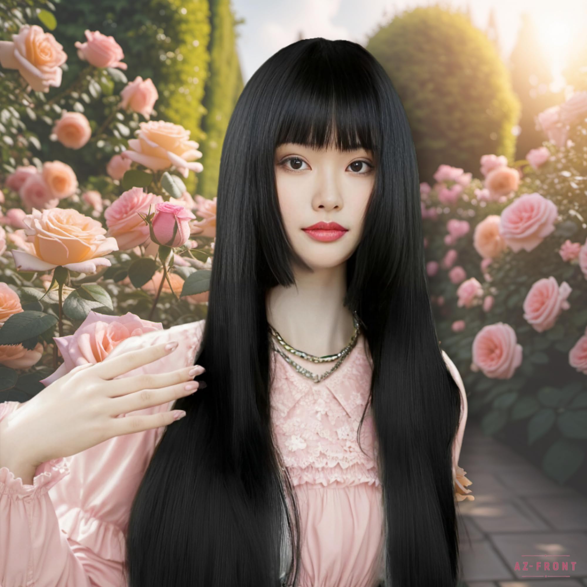 Amazon.co.jp: AZ-FRONT 姫カットロングウィッグ ロリータストレート  