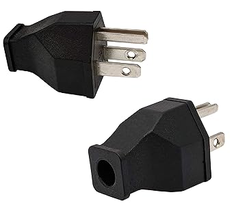 Vadda Bai Set of 2 Electrical Wiring Plug for USA, Japan, Canada, Mexico, Philippines, Grounded 3 Pin 15A 125V Extension Cord Male Top Plug (Black)