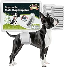 Dono Male Dog Diapers, 48 Pcs Male Dog Belly Band, Charcoal Male Dog Diapers, Super Absorbent Dog Wraps for Incontinence, Travel, Warmth, Marking Issues
