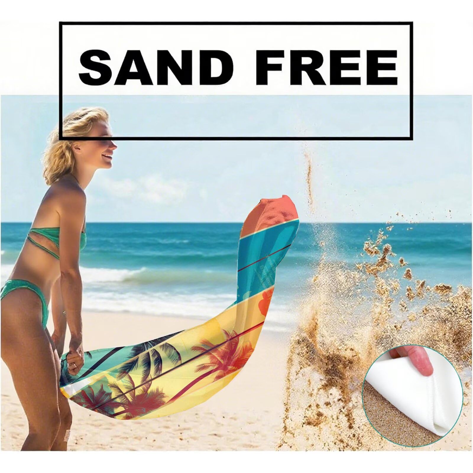 Telo Mare Microfibra, Telo Mare Grande 200 x 100 cm Set da 2, Antisabbia Asciugatura Rapida Assorbente Salvietta da Spiaggia Asciugamano per Palestra Piscina Viaggi Sport Picnic, Tavola da surf Q-766