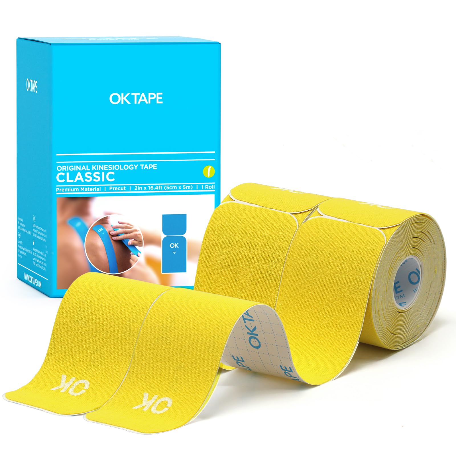 OK TAPE Kinesiology Tape 10" Precut Elastic 20 Strips 2in x 16ft, 2 Rolls