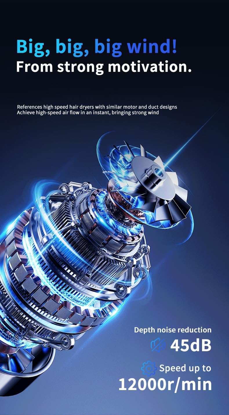 Portable Handheld Ice Cooling Fan with 100 Level Speeds for Travel/Outdoor/Home/Office, 3000mAh USB Rechargeable,transparent case and lighweight design,Gift for Women Men - Black