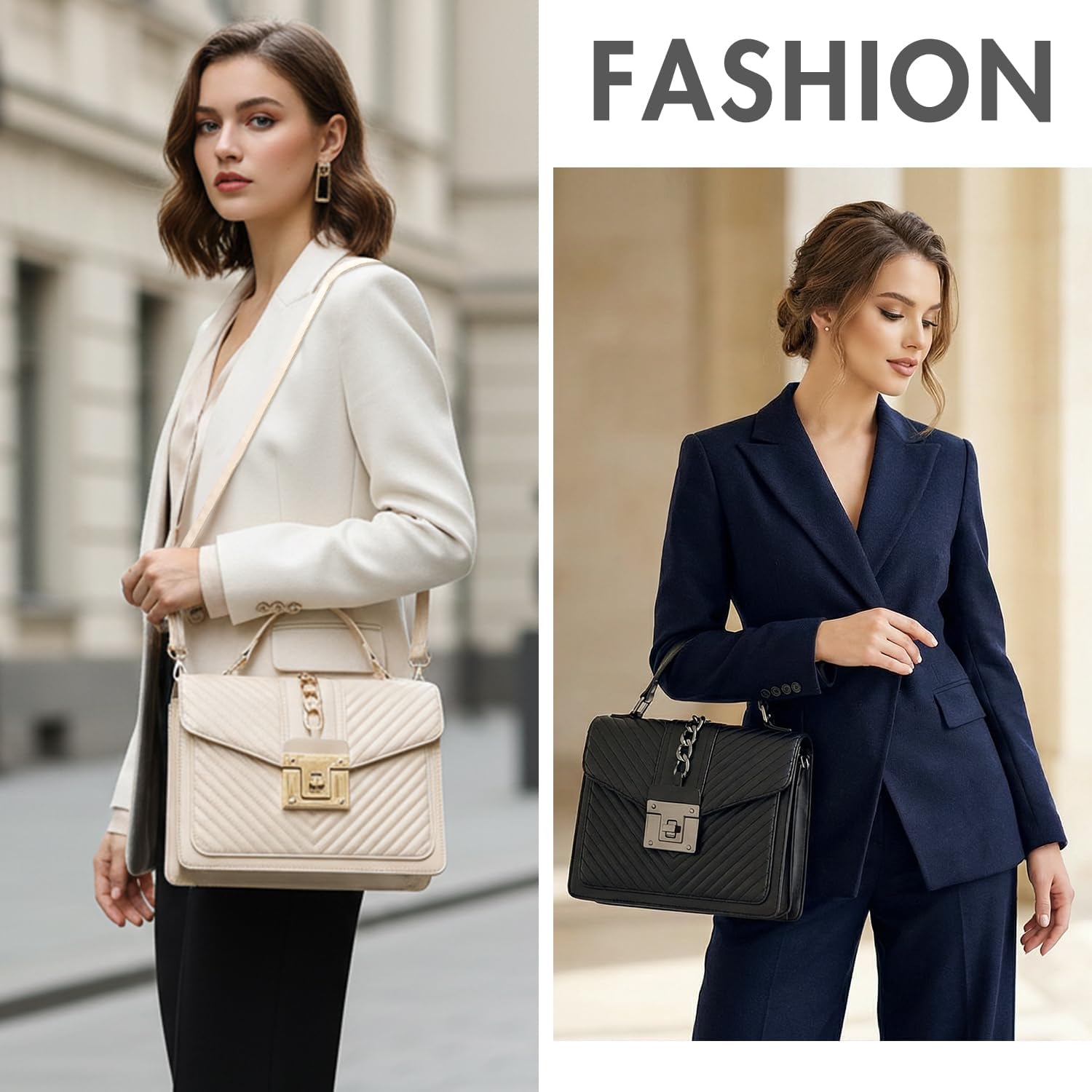 Top Handle Bag Quilted Crossbody Bags Trendy Designer Handbags for Women Black Leather Cross Body Satchel Purses Shoulder Bag - Image 7