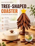 KOWINDA Christmas Tree Trivets Red – Five-piece wooden set