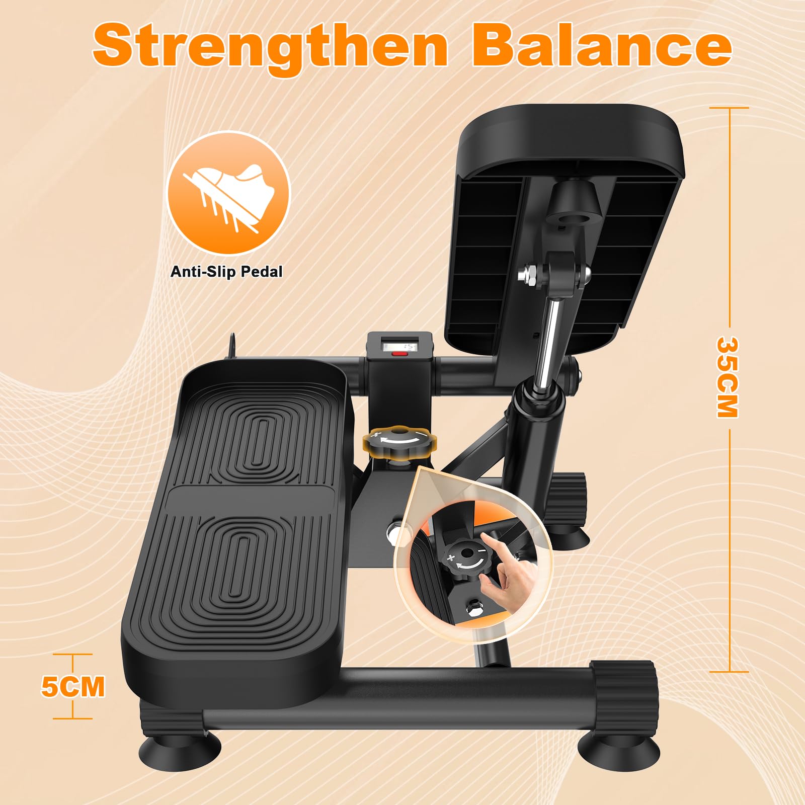 Dskeuzeew Stepper 2 in 1 per Casa Con Power Ropes, Mini Cyclette Con Display LED, Sistema Idraulico per Allenamento Gambe/Braccio/Glutei, Carico Massimo 150 kg