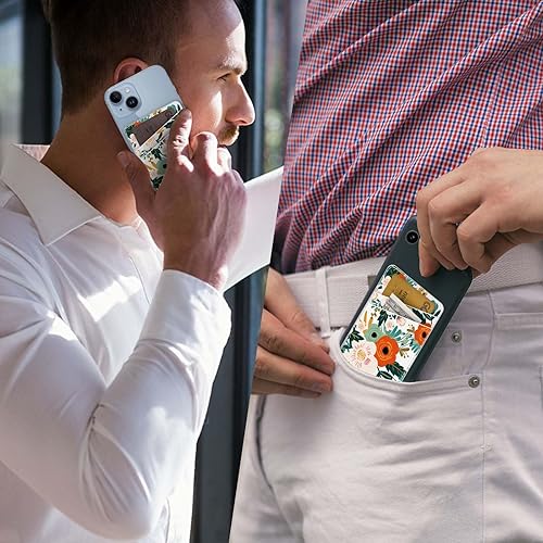 Miniatura 4 de Paquete de 2 portatarjetas de cuero para teléfono, billetera adhesiva, elegante funda para teléfono, soporte para tarjetas de crédito, adecuado para