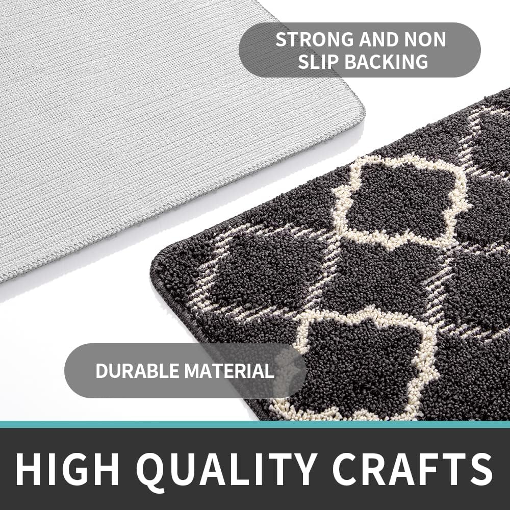 DEXI Front Door Mat, Absorbent Non-Slip Resist Dirt Entry Mat, Washable Low-Profile Doormats for Entryway, Back Door, High Traffic Areas, 32"x20", Charcoal