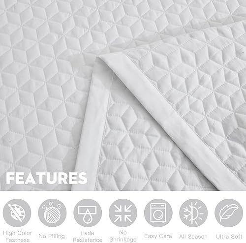 Miniatura 6 de Blythease Colcha extragrande King de 128 x 120 pulgadas, extra ancha, aspecto moderno y contemporáneo, funda de cama ligera, reversible, 5 piezas,