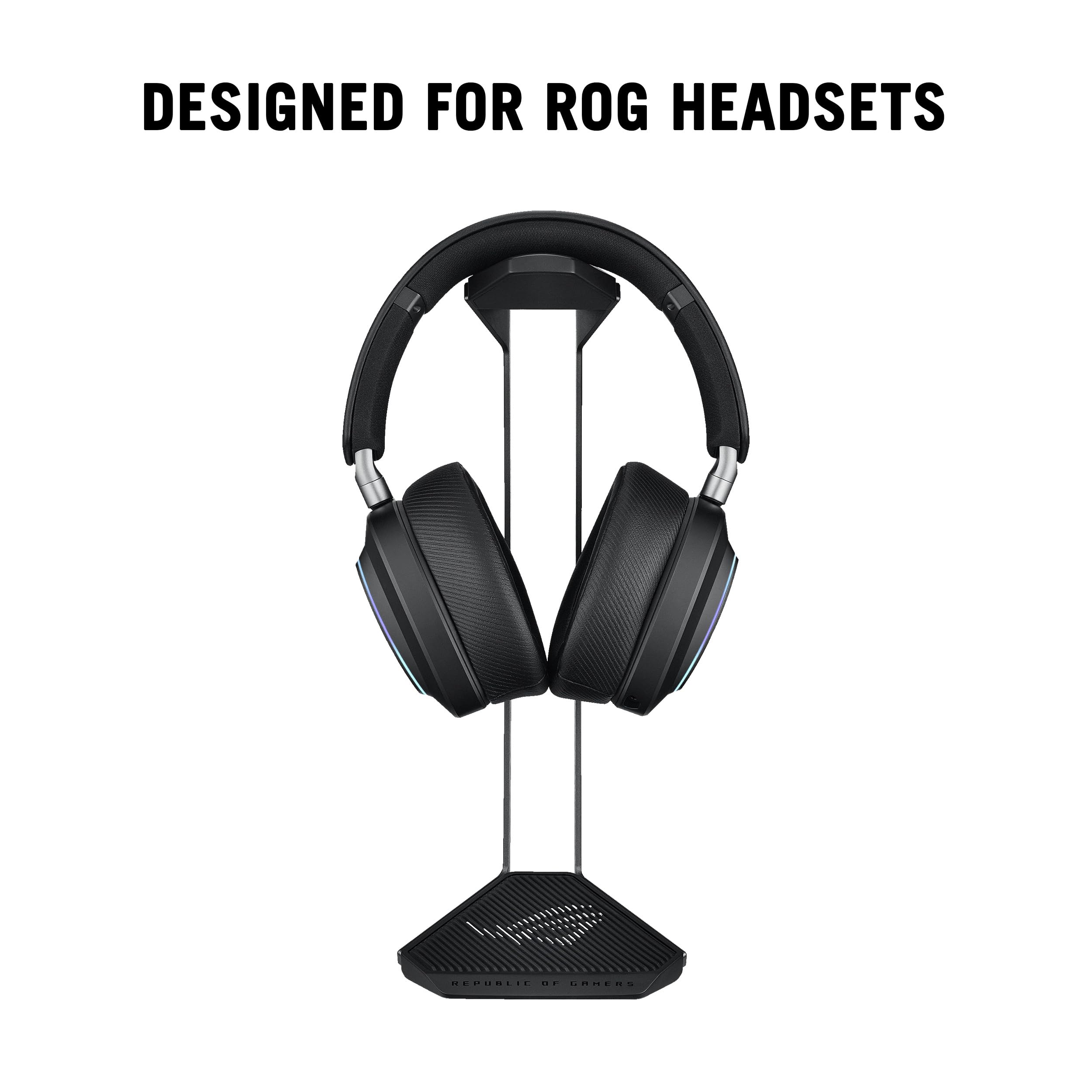 ASUS ROG Throne II Core, Supporto per Cuffie Gaming con Motivi ROG e Logo in Lamina d'Argento, Telaio in Lega di Alluminio, Base Antiscivolo, Estetica e Stabilità di Alta Qualità, Nero