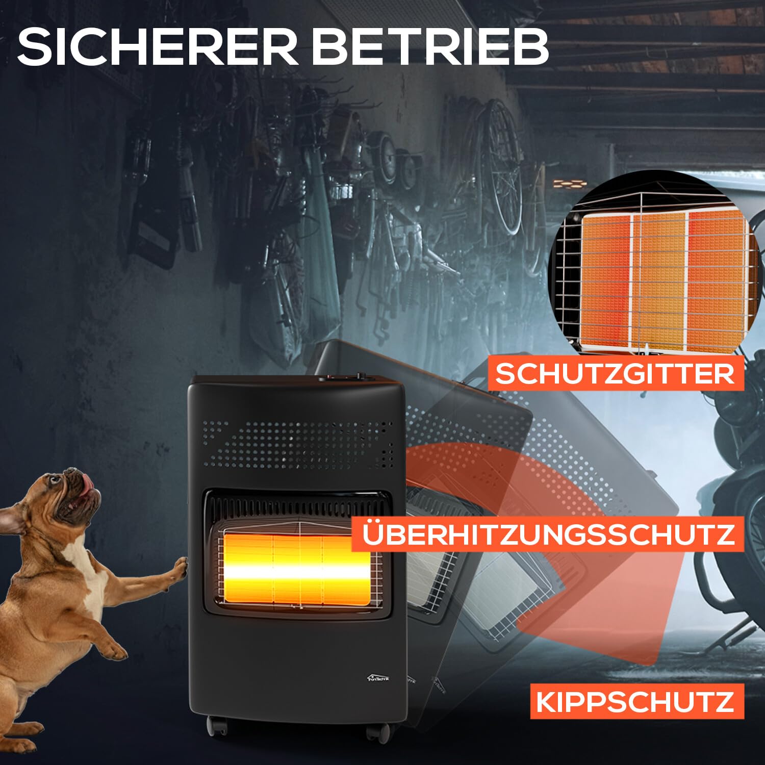 Tronitechnik® Heizgerät 4200 Watt 3 Stufen Gasheizofen Gasheizgerät Gasheizer Keramik Gasofen Gasstrahler für Gasflasche Propangas Heizer, Heizung inkl. Gasdruckregler mobil energiesparend