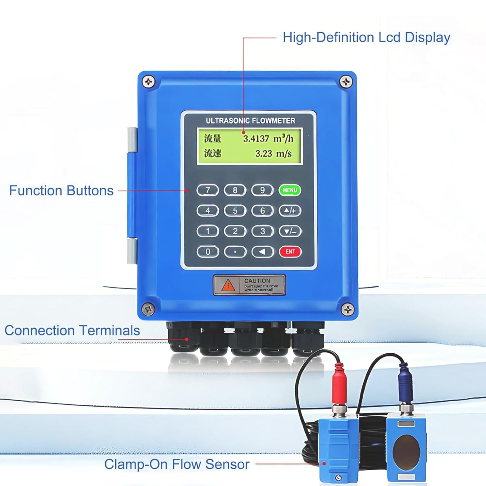 CaudalíMetro PortáTil De Abrazadera, CaudalíMetro UltrasóNico Digital, CaudalíMetro UltrasóNico Digital De Montaje En Pared, con TM-1, TS-2 Y TL-1 para Agua, Agua De Mar, Aguas Residuales