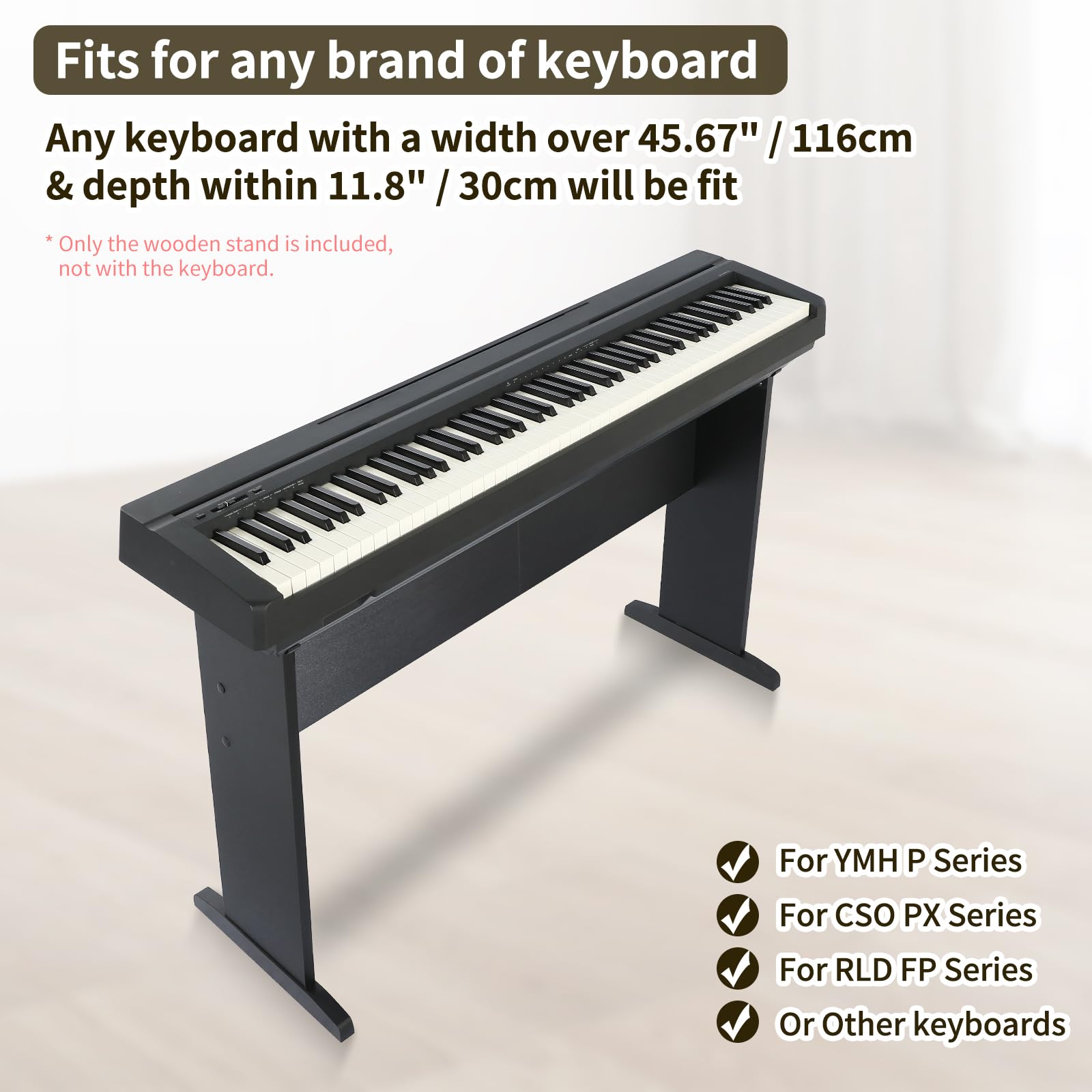 76/88 Tasten Universal Klaviertastaturständer, Holzmöbelständer kompatibel mit YMH P-Serie, CSO PX, RLD FP Series Digital Piano Keyboard – 2