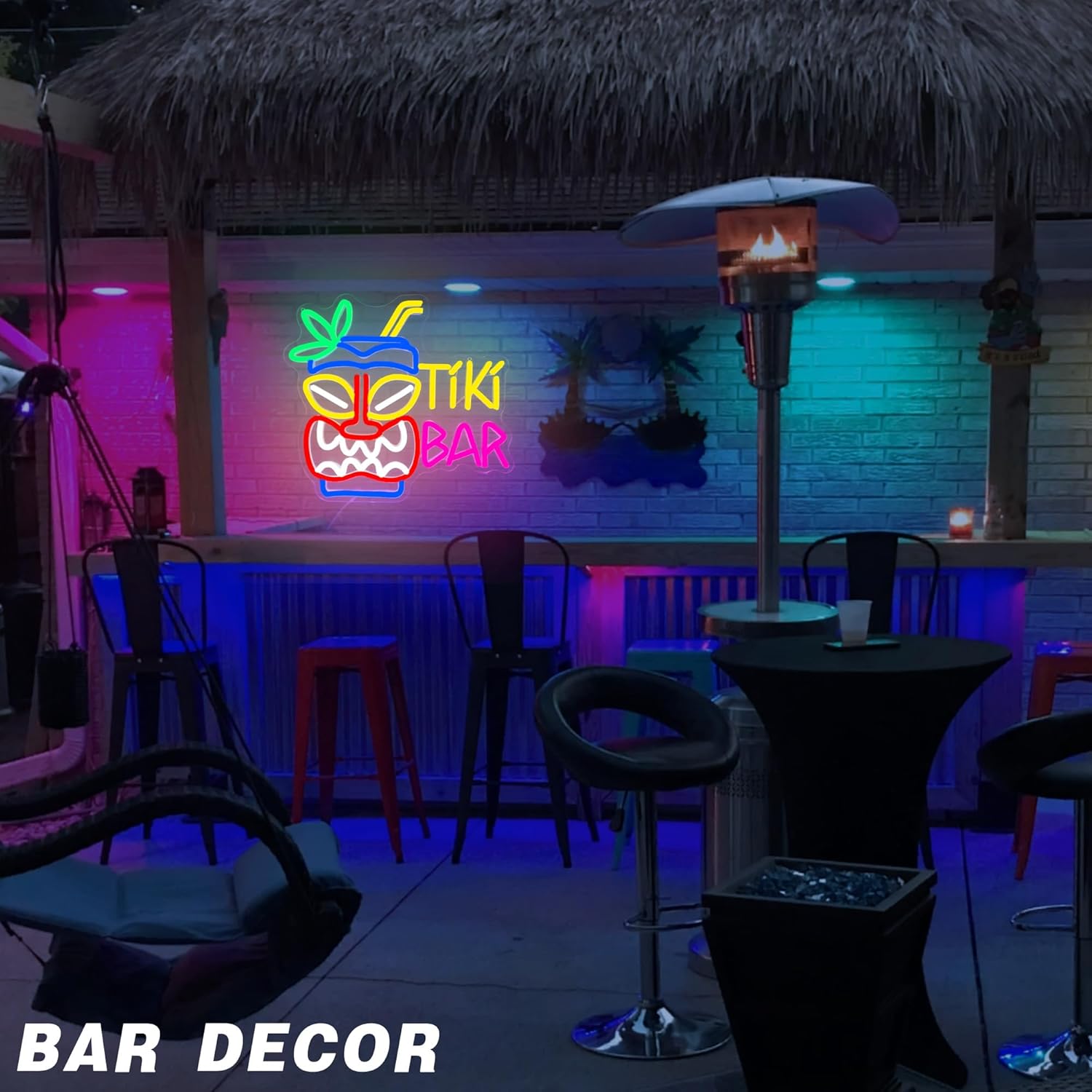 Tiki Bar Neon Sign LED Bar Signs for Wall Decor Hawaiian Mask Light Beach Themed Bars and Outdoor Parties Design USB Powered for Man Cave Room Art Decor Gift(12.9 * 11.6inch)