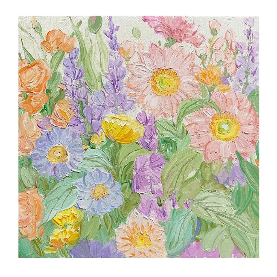 Fleurs en fleurs peinture à l'huile décoration murale salon chambre 120 x 120 cm
