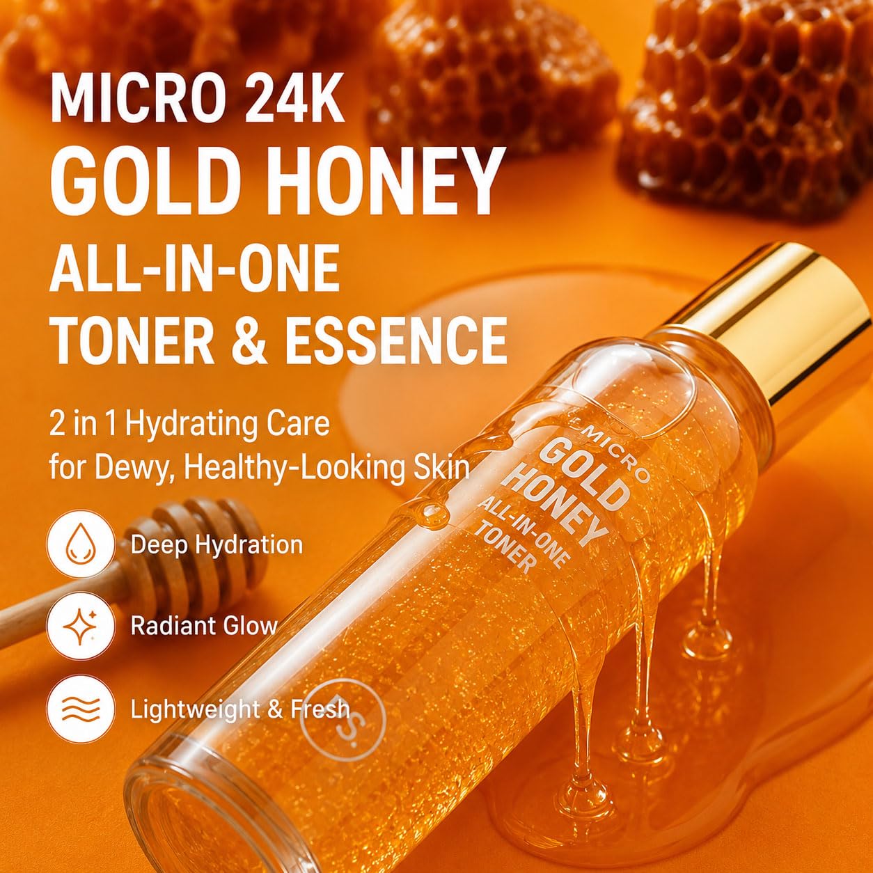 Amazon.co.jp: PRETTYSKIN 24Kゴールド ハチミツ 化粧水 美容液 2in1