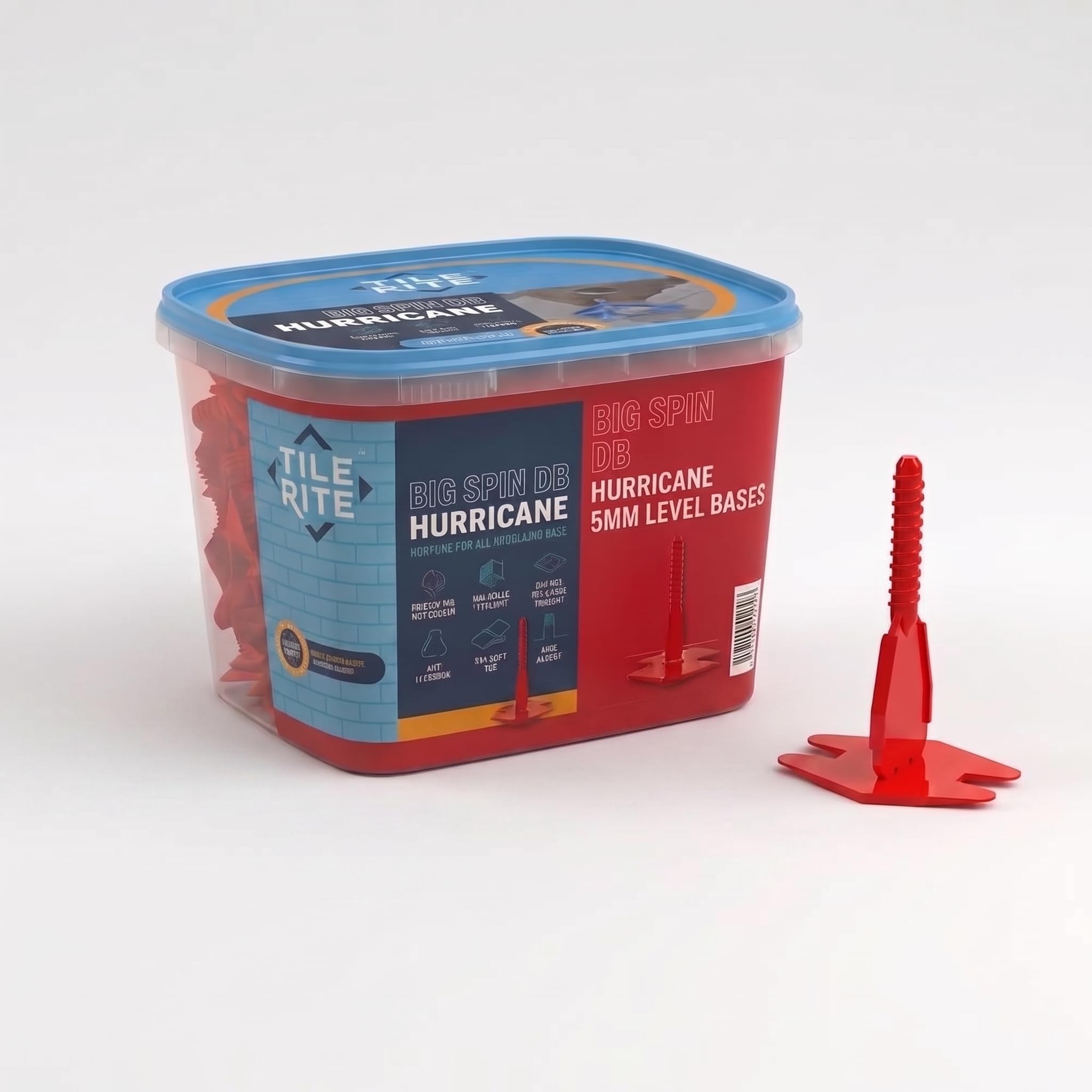 Floornation Big Spin Hurricane 5mm Deep Levelling System Spacer Bases (Pack of 125) – Outdoor 20mm Porcelain & Stone Tile Leveling Base Clips – For Large Format Wall & Floor Tiles 15-25mm